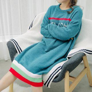 Lettering Long-sleeve Sleep Dress