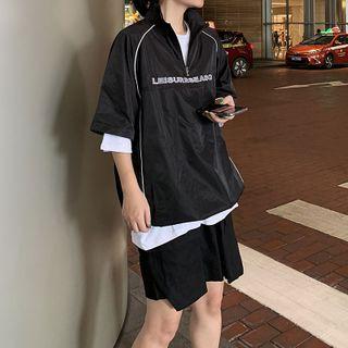 Half-zip Elbow-sleeve Sweatshirt