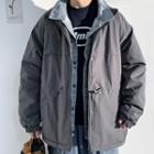 Long-sleeve Mock Two-piece Denim Panel Jacket