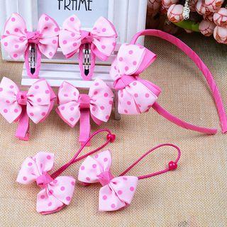 Set Of 7: Bow Hair Clip + Hair Tie + Hair Band