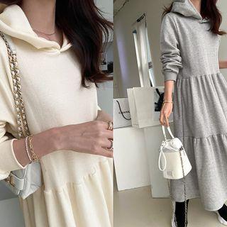 Tiered A-line Long Hoodie Dress