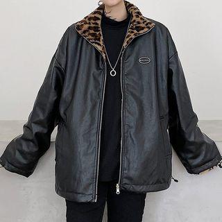 Two Way Leopard Faux Leather Jacket
