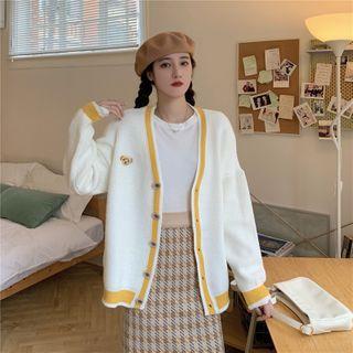 Embroidered Buttoned Cardigan As Shown In Figure - One Size