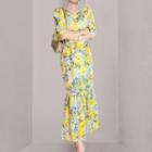 V-neck Floral Maxi Mermaid Dress