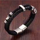 Woven Faux Leather Layered Bracelet