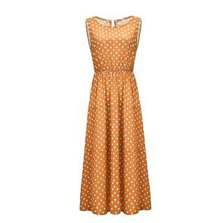 Dotted Sleeveless Maxi A-line Dress