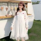 Heart Embroidered Long-sleeve A-line Dress