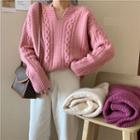 Slit Cable-knit Sweater