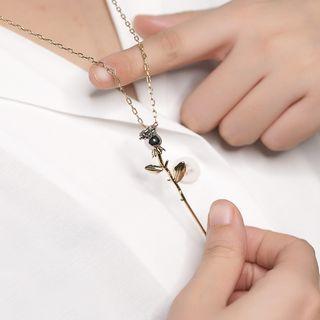 Flower Necklace Gold Flower - Silver - One Size