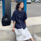 Loose-fit Short-sleeve Shirt / Plain A-line Skirt