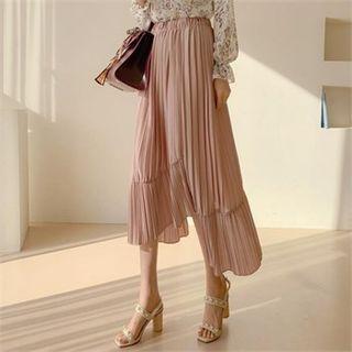 Crystal-pleat Long Wrap Skirt