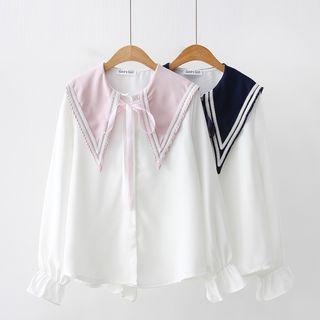 Puff-sleeve Sailor Collar Shirt