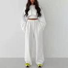 Set: Cropped Sweatshirt + Tank Top + Wide Leg Pants