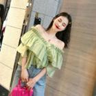 Ruffle Off-shoulder Loose-fit Top