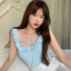 Sleeveless Frilled Slim-fit Top
