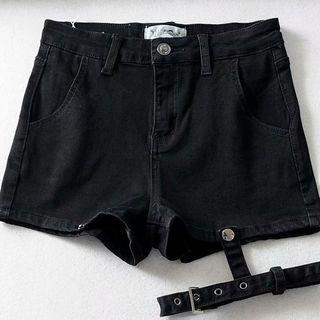 Cutout Belted Denim Hot Pants