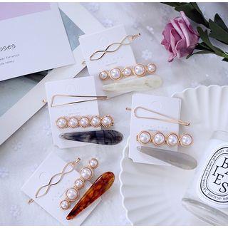Set: Faux Pearl / Alloy Hair Clip (assorted Designs)