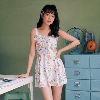 Floral Print Ruffled Swim Dress