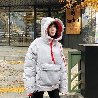 Contrast-trim Padded Anorak Hoodie