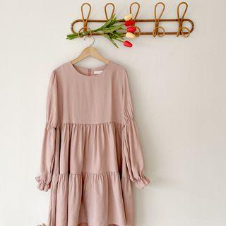Frill-cuff Tiered Dress