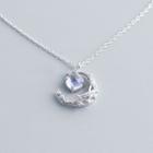 925 Sterling Silver Glass Bead Moon Pendant Necklace S925 Sterling Silver - Silver - One Size