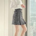 Faux-pearl Buttoned Tweed Skirt