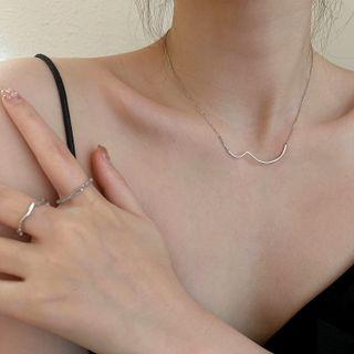 Wavy Pendant Sterling Silver Necklace Silver - One Size