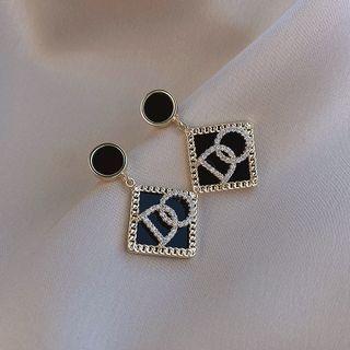 Lettering Alloy Dangle Earring 1 Pair - Ndyz282 - Black - One Size
