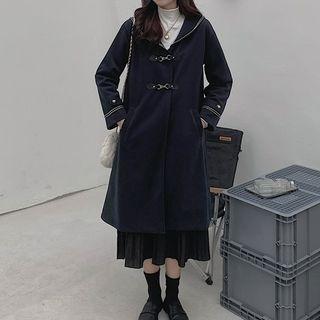 Sailor-collar Button-up Long Coat