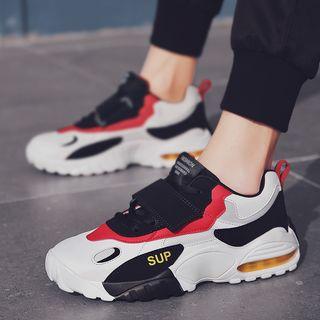 Color Panel Cushioned Lace Up Sneakers