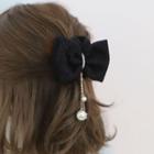 Bow Faux Pearl Hair Clip Hair Clip - Black - One Size