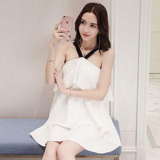 Halter Ruffle Tiered A-line Dress