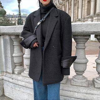 Faux Shearling Double-breasted Blazer