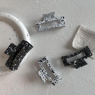Rhinestone Hair Clamp 1618a - White & Black - One Size
