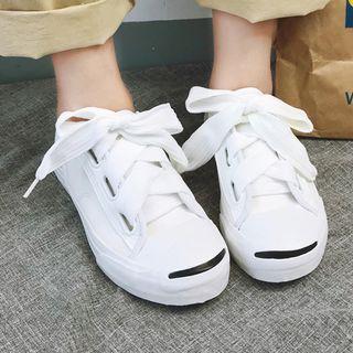 Two-tone Lace-up Canvas Sneakers