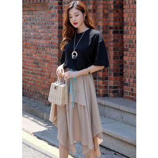 Handkerchief-hem Maxi Mock Two-piece Dress