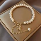 Chinese Characters Pendant Freshwater Pearl Bracelet