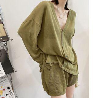 Set: Cardigan + Wide-leg Shorts