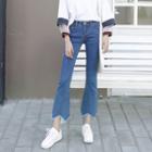 Scallop Hem Cropped Boot Cut Jeans