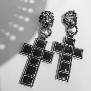 Metal Across Drop Earrings