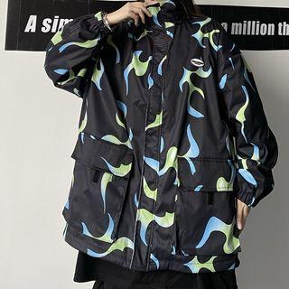 Reversible Stand-collar Zip-up Jacket