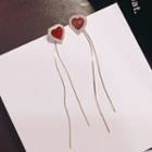 Alloy Heart Fringed Earring 1 Pair - Gold Plating - Heart Earrings - One Size
