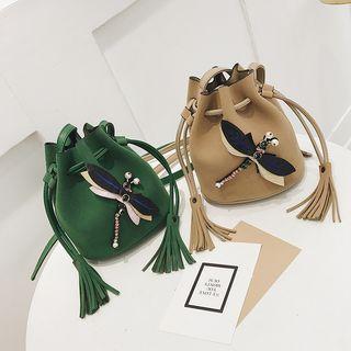 Dragonfly Faux-suede Shoulder Bag