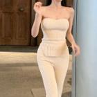 Knit Tube Top / Bootcut Pants