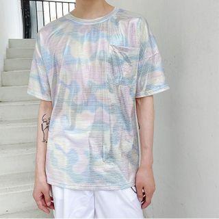 Pocket-front Short-sleeve Glitter Tee
