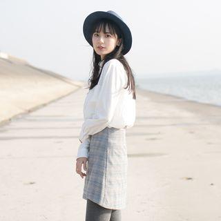 Wrapped Plaid A-line Skirt