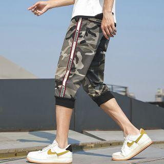Contrast Trim Camo Print Capri Sweatpants