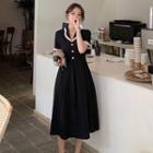 Collar Short-sleeve Midi A-line Dress