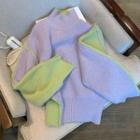 Mock-neck Knit Top Purple - One Size