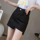 Asymmetrical Denim Mini Skirt